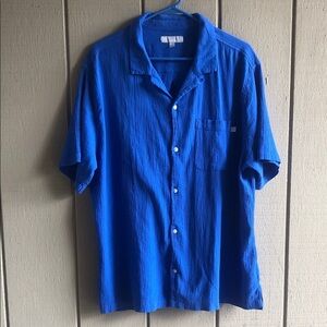 Vibrant Blue Casual Button Down Shirt